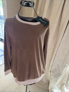 Fantaslook Brown Sweatshirt with Cream Trim